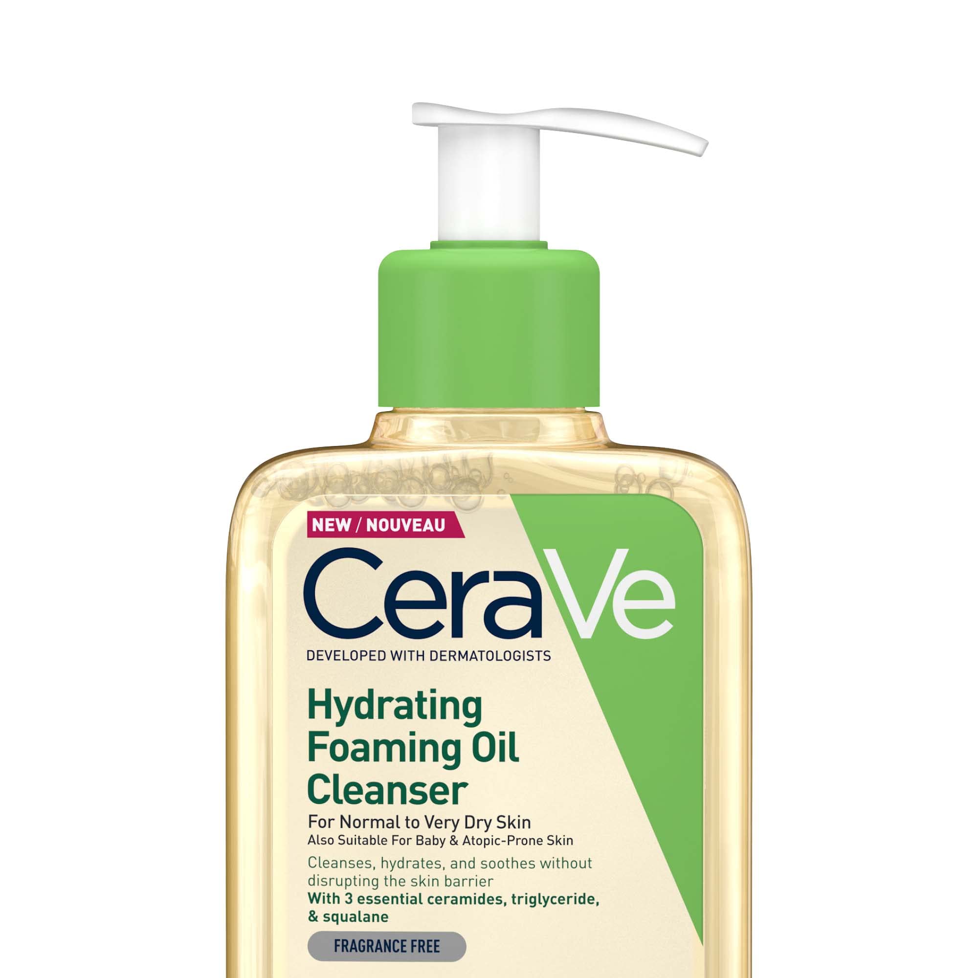 CeraVe Moisturizing Oil Foam Cleanser 236ml for normal to very dry skin with squalane, triglycerides and 3 essential ceramides (for face and body)