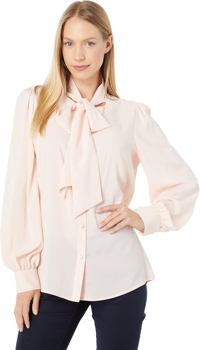 calvin klein 女式长袖蝴蝶结衬衫