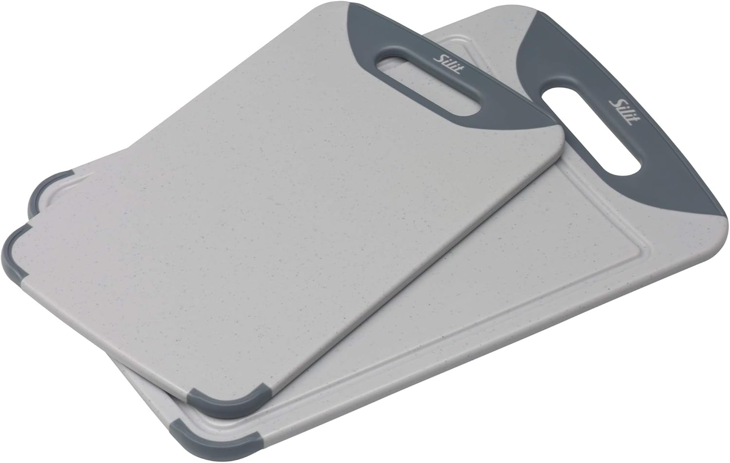 silit 喜力特 砧板 2 件套 塑料厨房板带果汁槽,悬挂/携带手柄,2 种