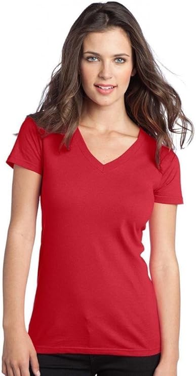 district womens concert v-neck soft tee shirt_new red_xxxx