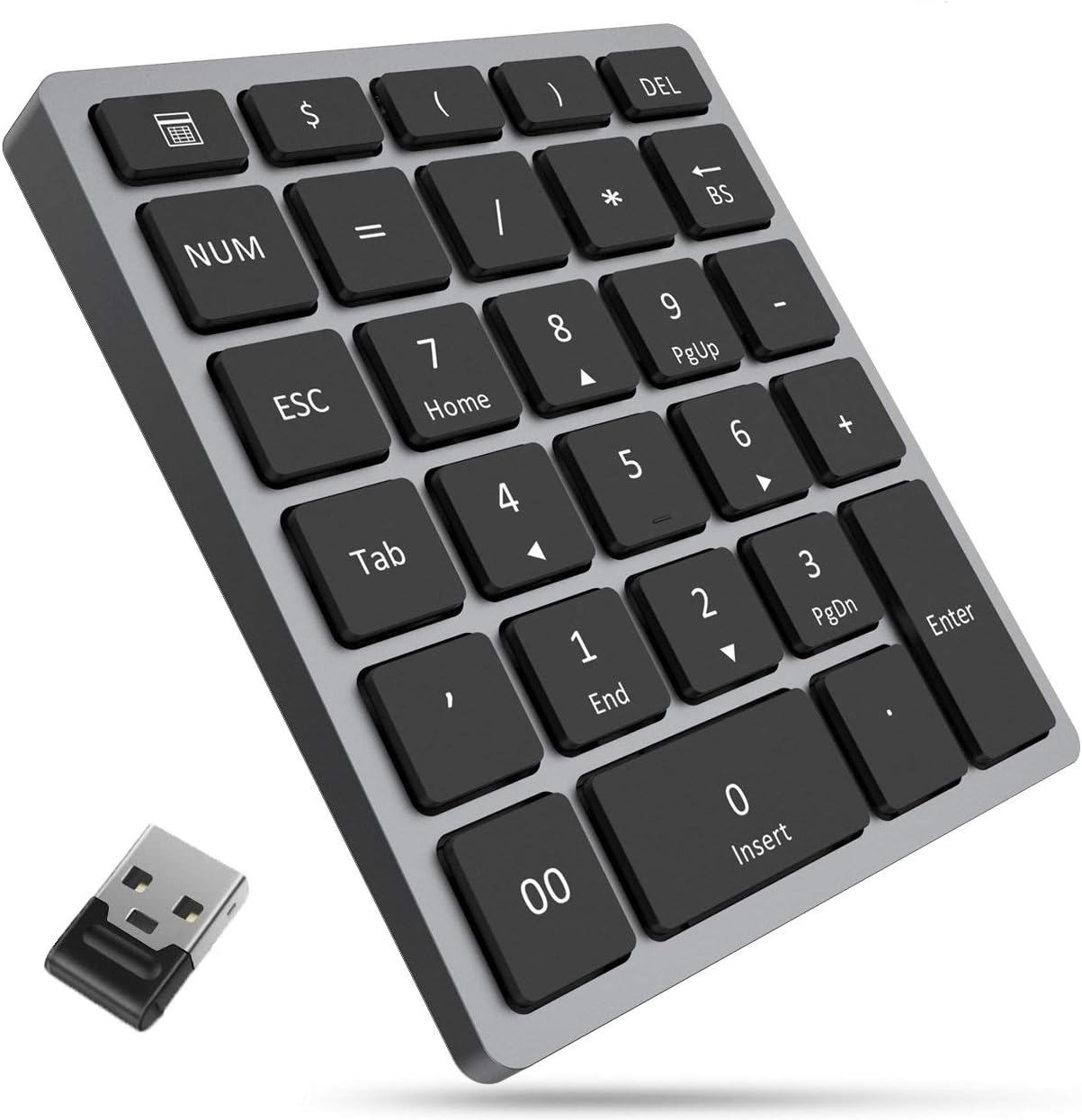 无线数字键盘 28 键 超薄数字垫 带迷你 usb 接收器 便携式财务簿