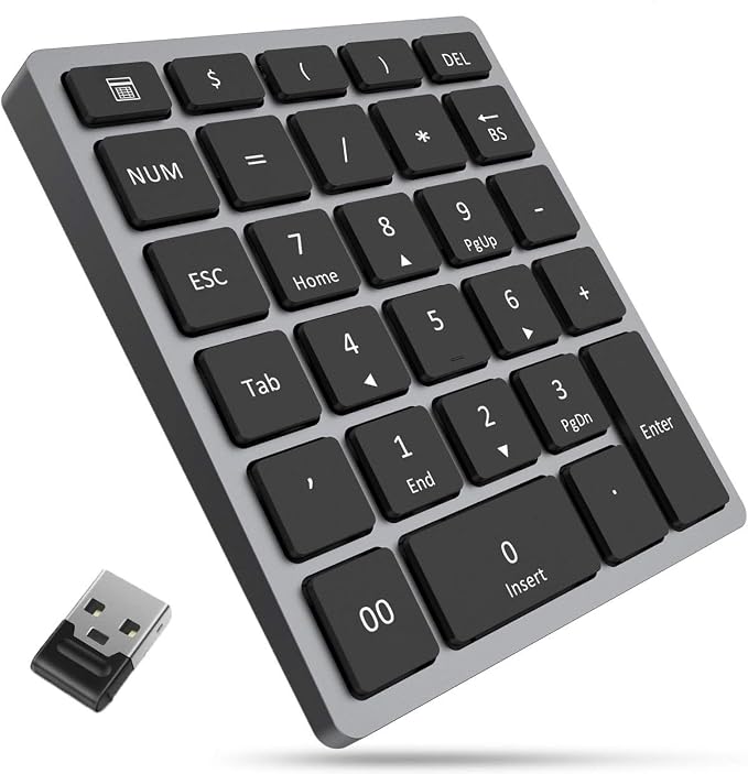 无线数字键盘 28 键 超薄数字垫 带迷你 usb 接收器 便携式财务簿