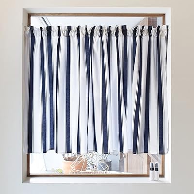 咖啡馆窗帘 纯棉 (72cm×100cm) 标准型 法式别致条纹