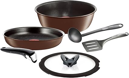 Tefal 特福炒锅锅具6件套组支持ih 燃气火 Ingenio Neo 黑咖啡色新手套装6 优质钛6层涂层l68690 带手柄t Fal Tefal 特福 价格报价图片