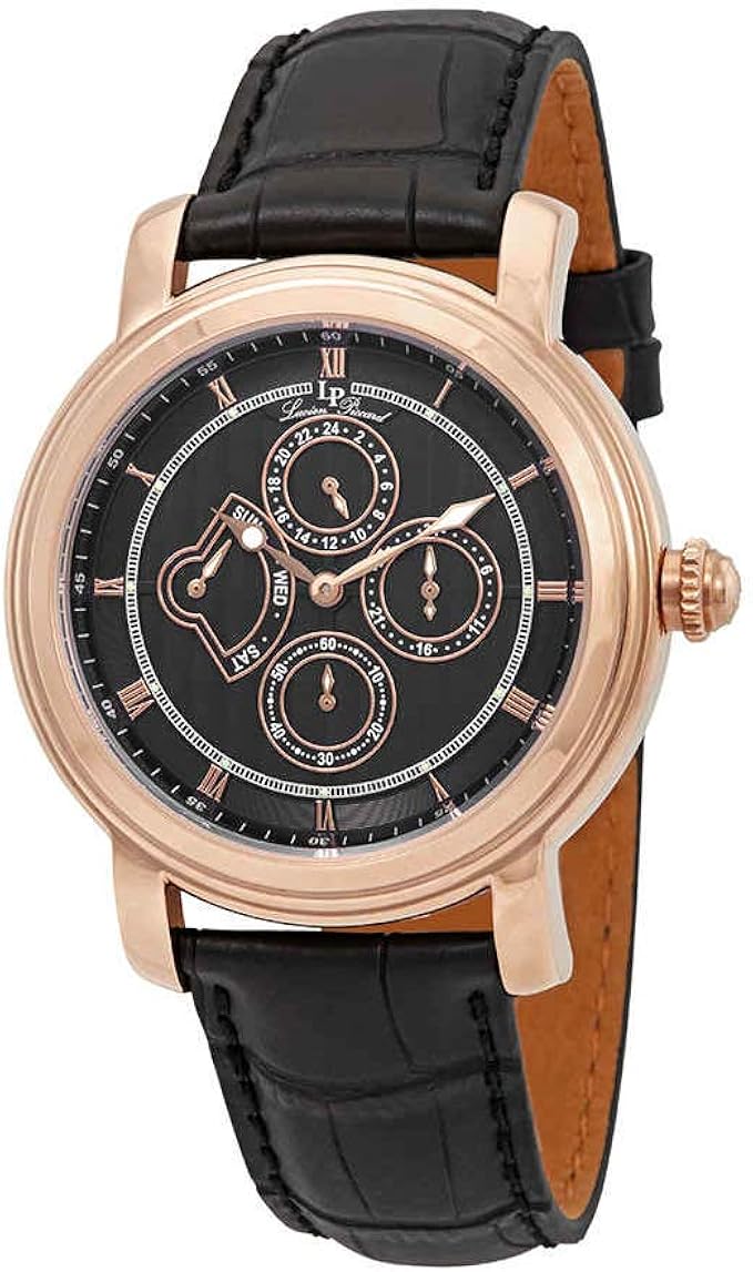 lucien piccard 男式 40009-rg-01 valarta 模拟显示石英黑色手表