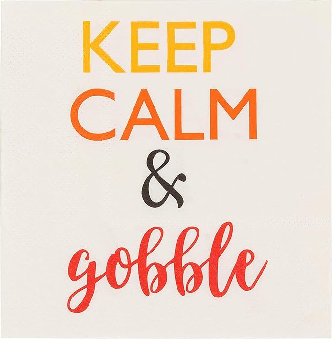 keep calm 感恩节派对白色餐巾纸(5 x 5 英寸,100 包)