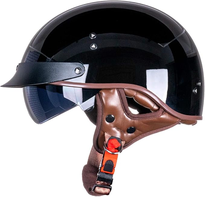 vcoros 摩托车半盔*帽快速释放搭扣 dot 认证半脸自行车头盔男女通用