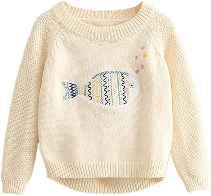 mud kingdom 女童春季毛衣套头衫可爱卡通鱼