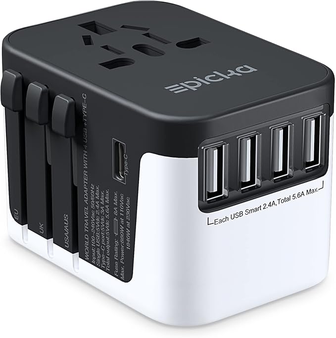 通用旅行电源适配器 - epicka 全合一全球壁式充电器交流插头适配器带