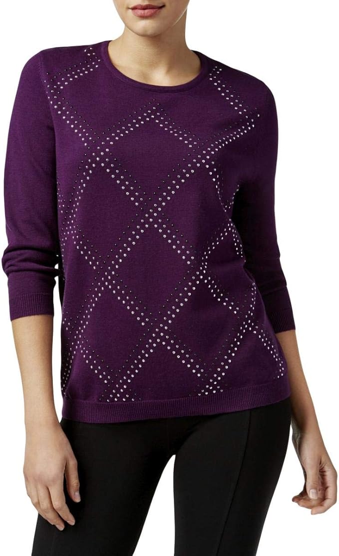 alfred dunner 女士经典亮片网格毛衣