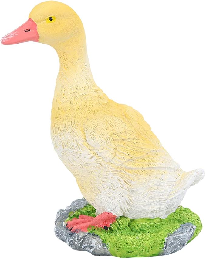 oukens 树脂鸭装饰雕像站立在石头上室外花园游泳池庭