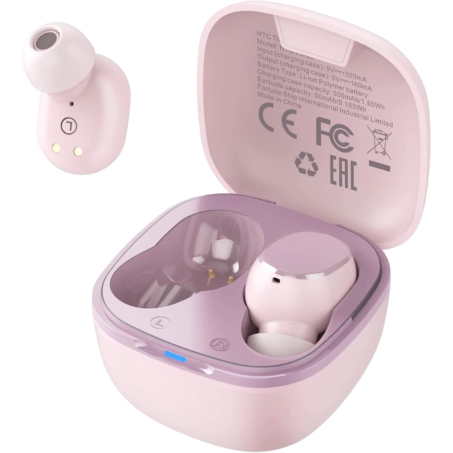 HTC True Wireless Earbuds 2 Bluetooth 5.1 with USB-C charging case,32 hours playback time, built-in microphone, touch control wireless earbuds - pink