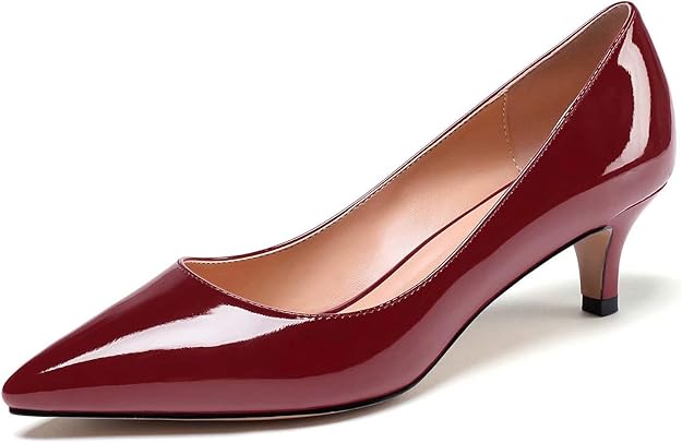 yodeks 女式小猫鞋跟高跟鞋尖头低跟高跟鞋一脚蹬舒适正装鞋 5.