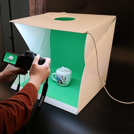 YIGER-16 英寸便携式迷你照片工作室DIY 迷你灯箱,带内置LED 灯,按钮
