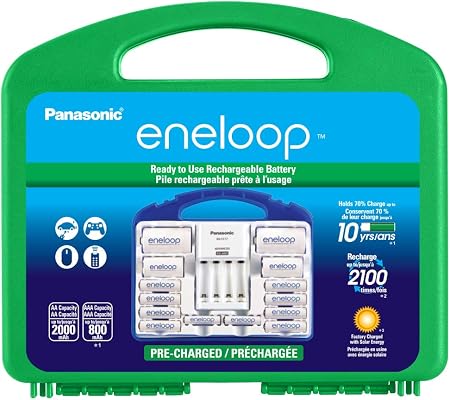 Panasonic 松下电器eneloop 爱乐普kj17mcc82a 电源套装 8aa 2aaa 2 C适配器 2 D适配器 高级独立电池充电器和塑料收纳盒 盒体颜色可能有所不同 Eneloop 亚马逊中国 家居