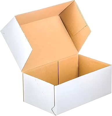 16 厘米)白色瓦楞纸板邮寄盒,礼品盒,电子商务盒,带免费透明圆形贴纸