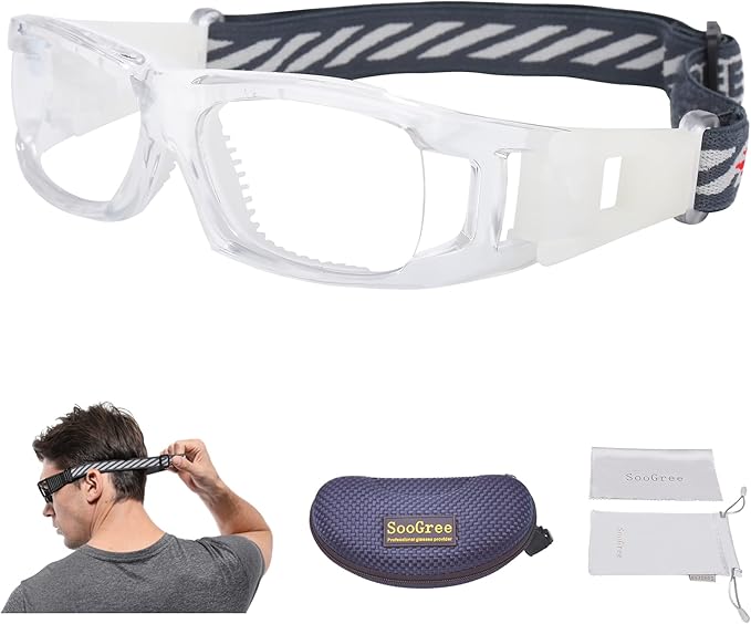 soogree 儿童运动护目镜眼镜,防*镜护目镜,**眼镜,可更换为*镜片 8-16