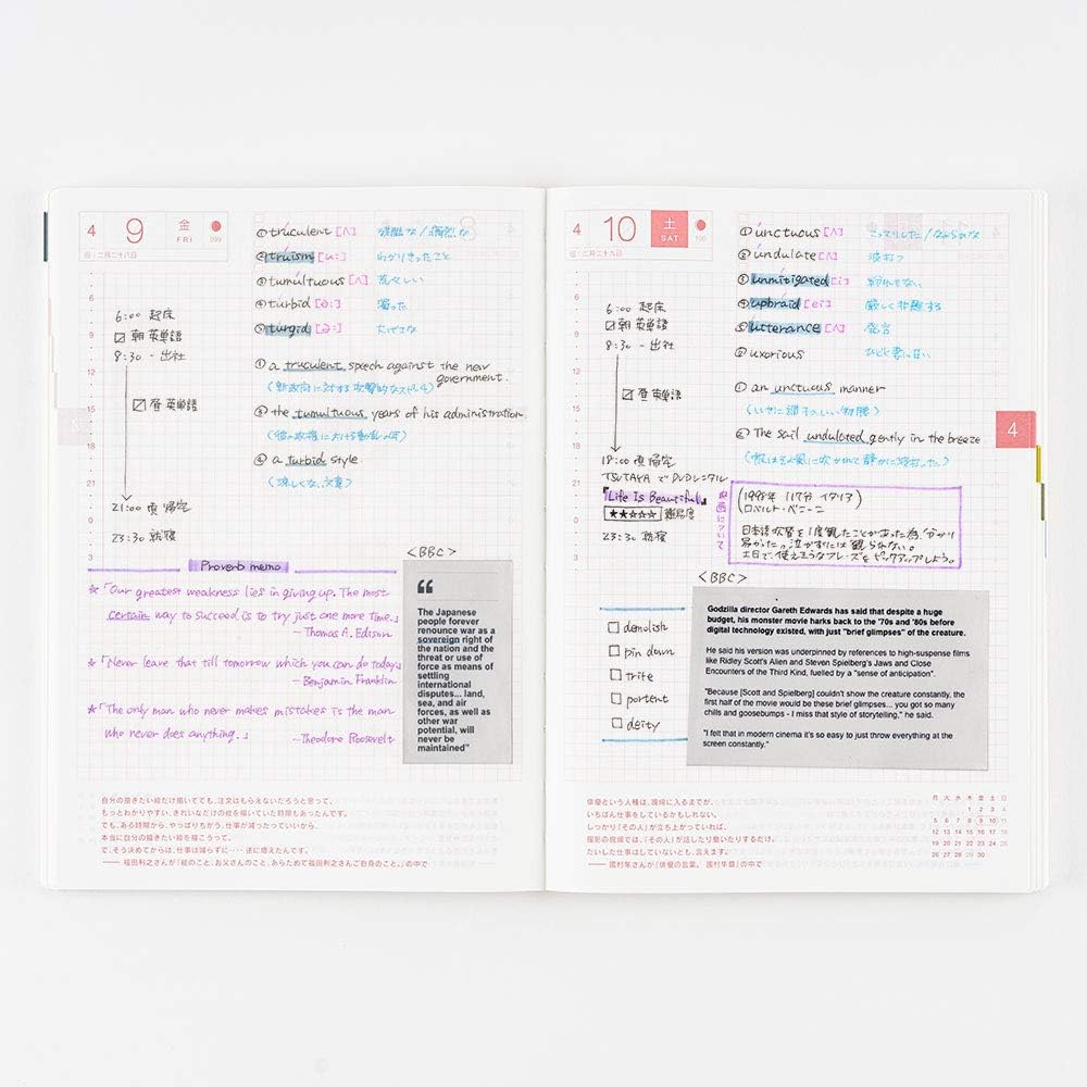 Hobonichi手帐21 手账主体kazen 4月开始 周一开始 亚马逊中国 办公用品