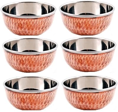 billion deals 纯美丽的印度餐具钢铜碗 katori 7.