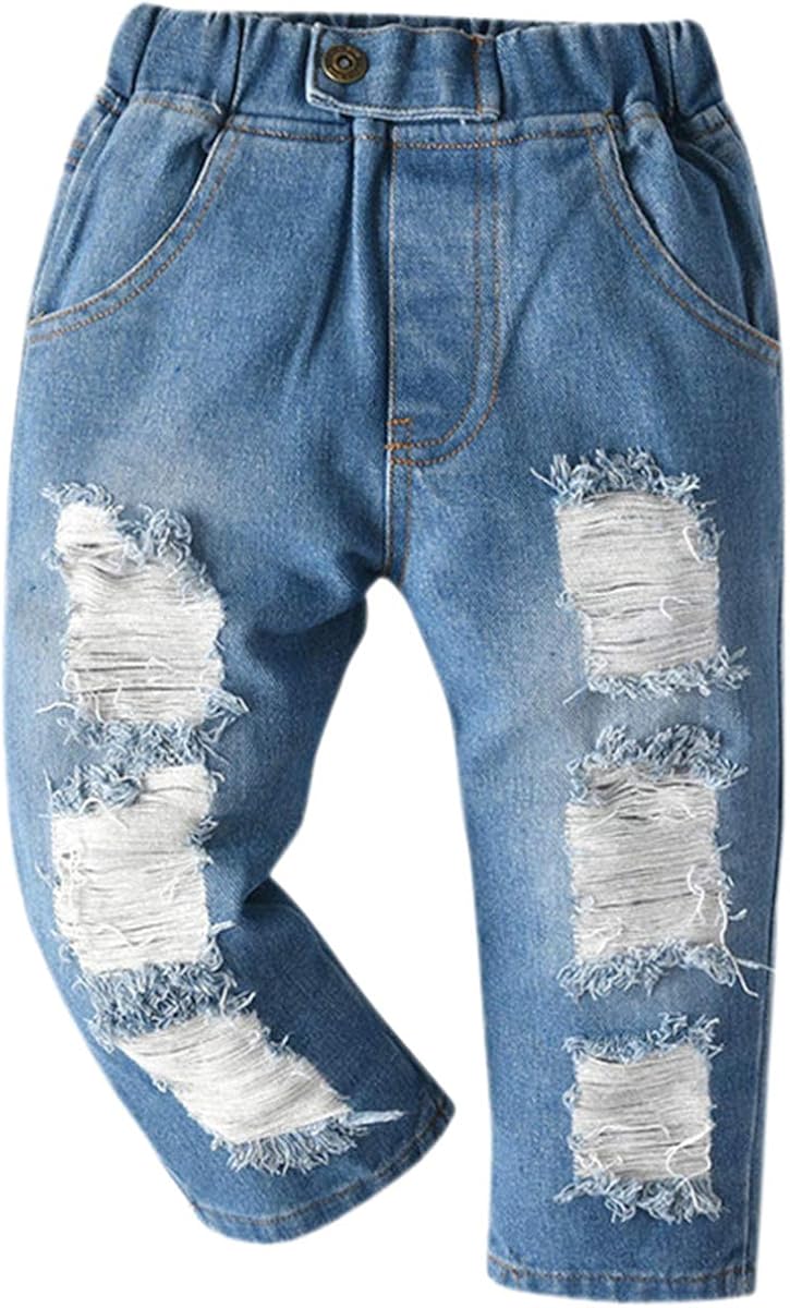 betusline 男婴破洞破洞牛仔裤牛仔裤 牛仔布蓝色孔洞 18-24 months