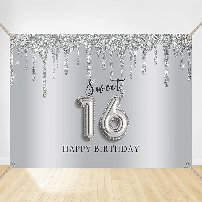 crefelimas 银甜美 16 背景幕女孩派对甜美十六岁女孩16岁生日摄影