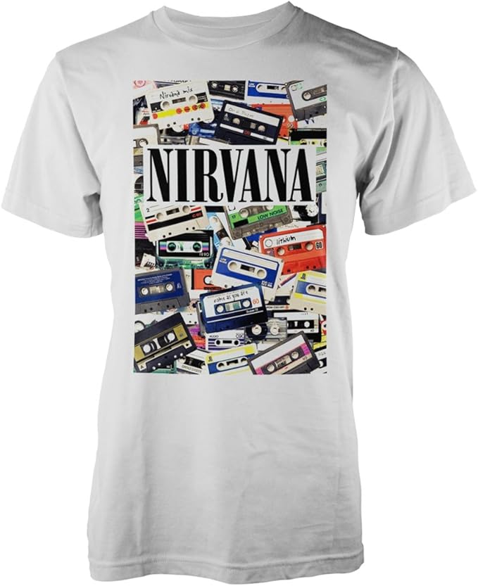 nirvana 男式卡带修身 t 恤白色