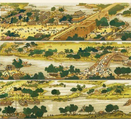 皇雅蒙娜丽莎 最新款古绢布精准印花十字绣22米清明上河图 明清古画