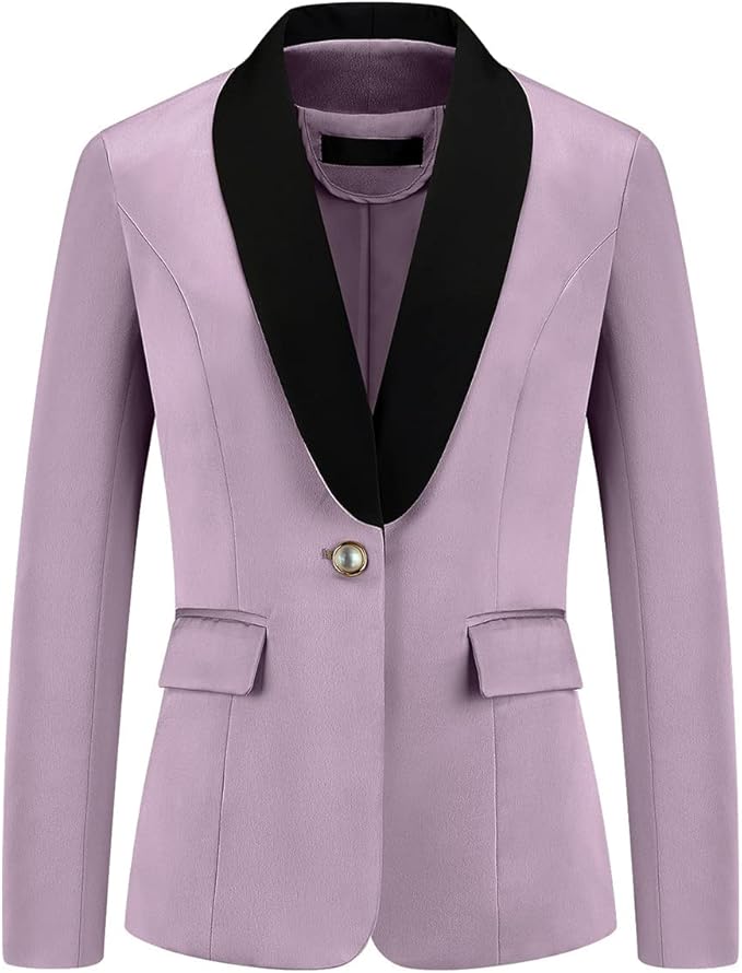 modful 女式商务西装外套正式优雅西装经典披肩翻领轻质 2 件套