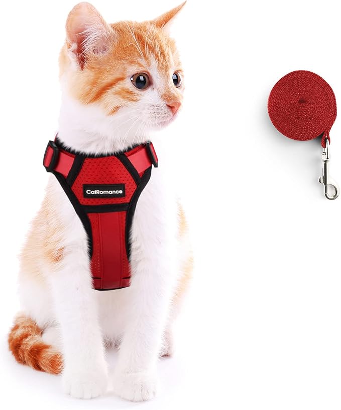 catromance 猫咪胸背带防逃脱,透气网眼猫咪散步胸背带,可调节猫咪胸