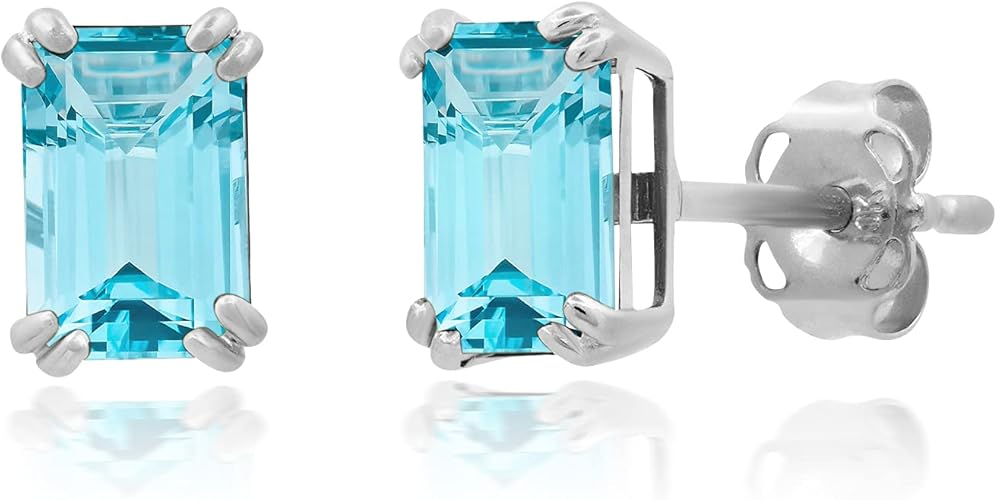 Nicole Miller 精美首饰 纯10k 黄金极简主义6x4mm 玉石形状双爪宝石耳钉真正紫水晶 亚马逊中国 珠宝首饰