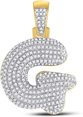 dazzlingrock 系列 10kt 黄金男士圆形钻石气泡 g 字母吊坠吊坠 3/4