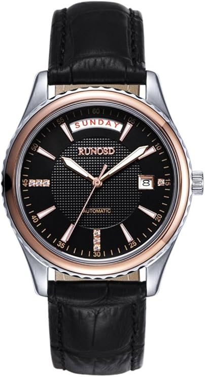 runosd 斯诺威登 全自动机械表手表 商务休闲皮带手表 双日历防水男士