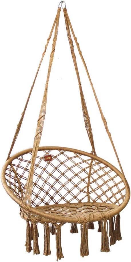 pirny 吊床椅绳秋千 – 手工编织棉质吊椅,适用于室内室外庭院花园