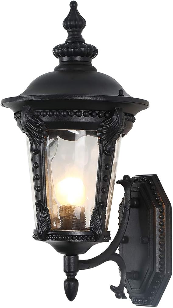 防水外部壁灯带透明锤锻玻璃 e26 户外壁灯,适用于前门,后院和庭院,单