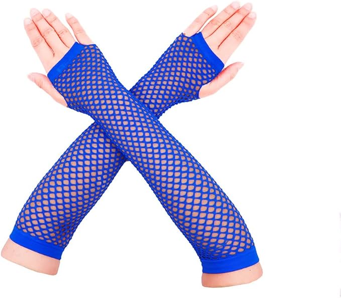 aniler 中性款渔网无指80年代派对霓虹迪斯科肘长手套