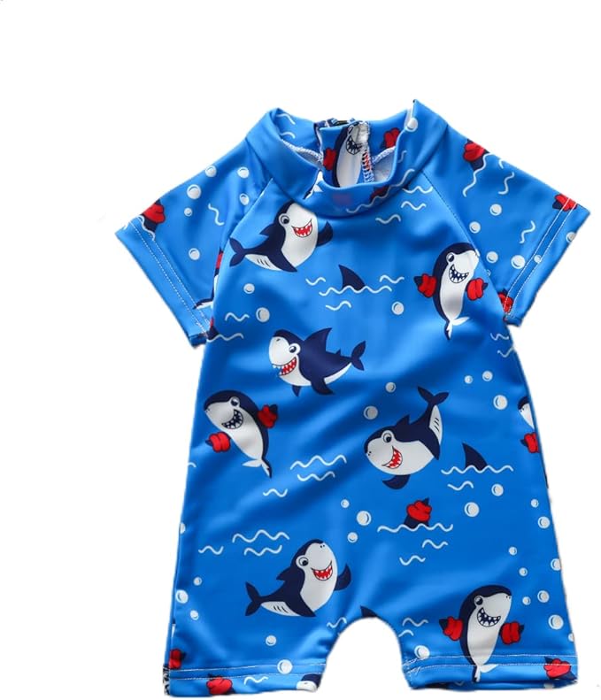 moccybabelee 男婴泳装游泳服装幼儿男孩鲨鱼泳装*泳衣连体沙滩泳装
