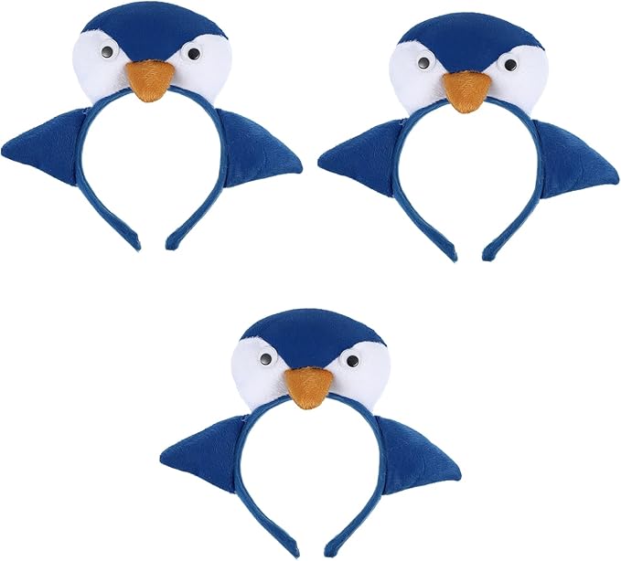 bestoyard 3 件装企鹅发箍毛绒企鹅发箍可爱企鹅头饰毛绒企鹅头带动物