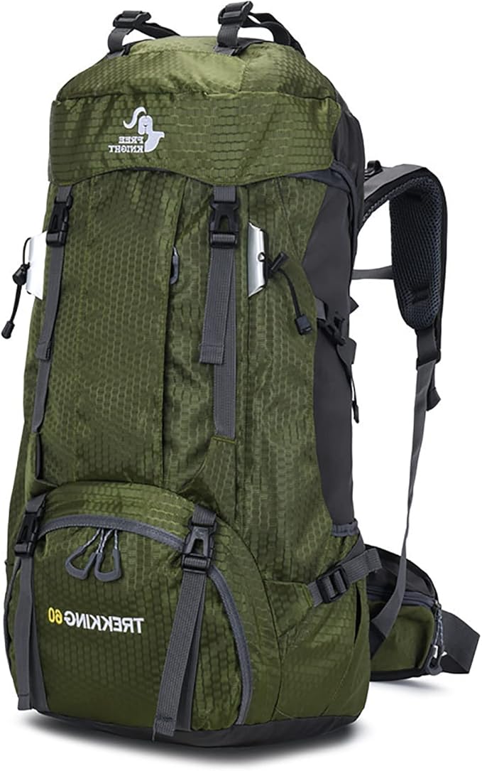 60l 徒步背包,防水露营背包,男士户外旅行登山背包,带防雨罩