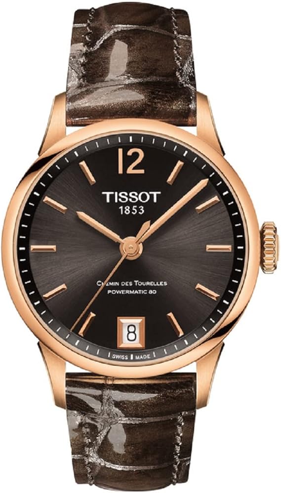 tissot 天梭 女式 chemin des tourelles 不锈钢正装手表 棕色 t