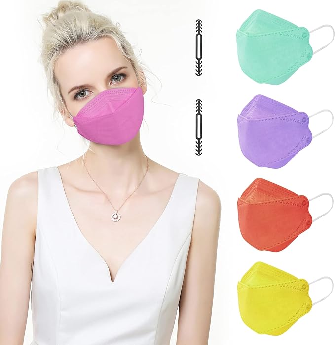 kf94 女士男士口罩 独立包装彩色口罩 可调节舒适贴合 4 层柔软透气