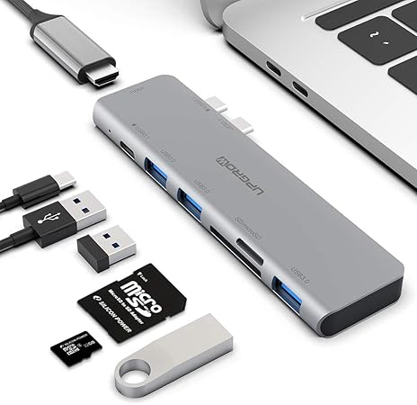 Upgrow Macbook Usb C 适配器upgrow 17 英寸 约43 18厘米c 型集线器 Macbook Pro 适配器配件 带3 个usb 3 0 端口 4k 30hz Hdmi Tf Sd 读卡器 Usb C Pd 集线器 适用于