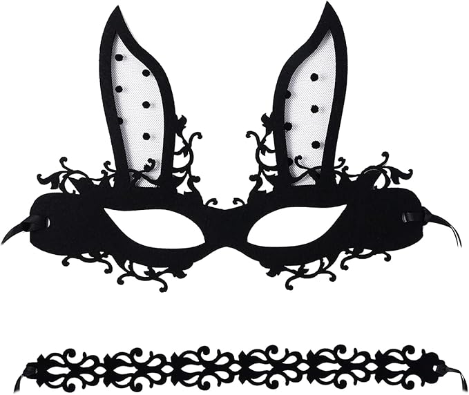 oidea 女式蕾丝化妆舞会面具颈链套装,哥特式颈链服装狂欢节威尼斯