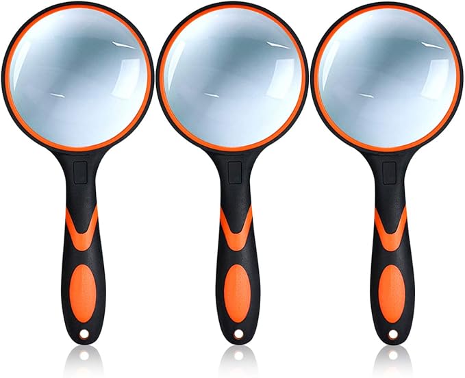 放大镜 10 倍手持式阅读放大镜,适合老年人和儿童,65 毫米加厚放大镜