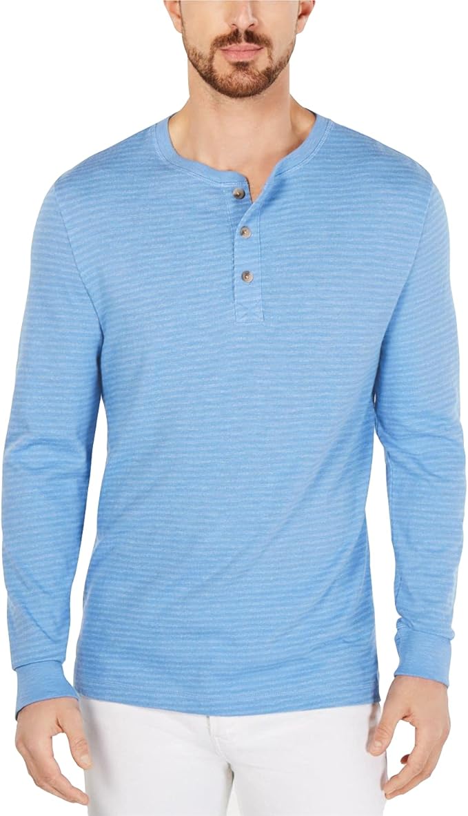 club room 男士纯色鲨鱼条纹针织亨利衫