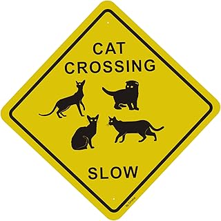 cat crossing 趣味标志,12 x 12 英寸(约 30.4 x 30.