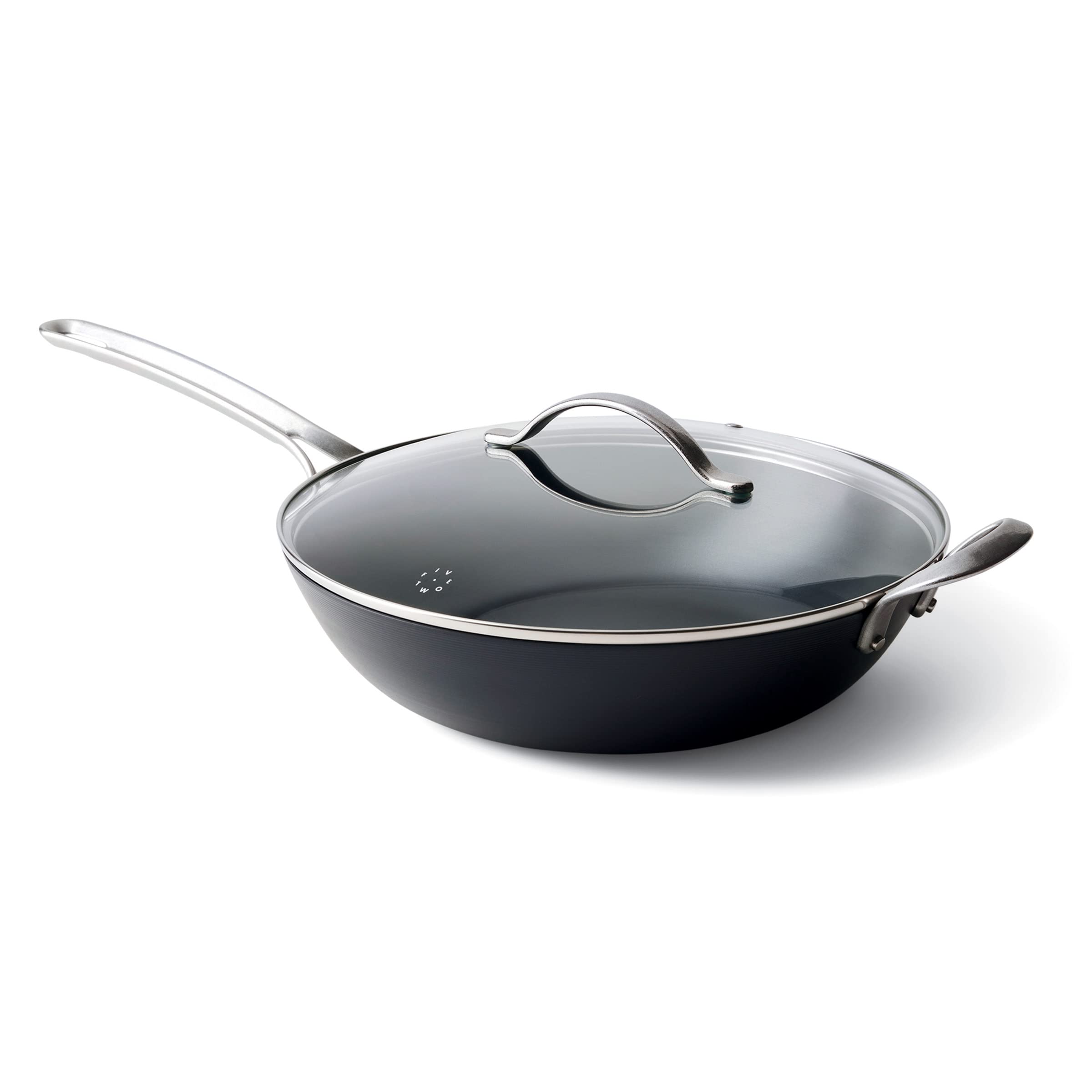 GreenPan x Food 5 5 Double must-have: Triple stainless steel inch wok with foldable rack, PFAS free, multiple plating, induction cooker, dishwasher ready, oven ready, silver