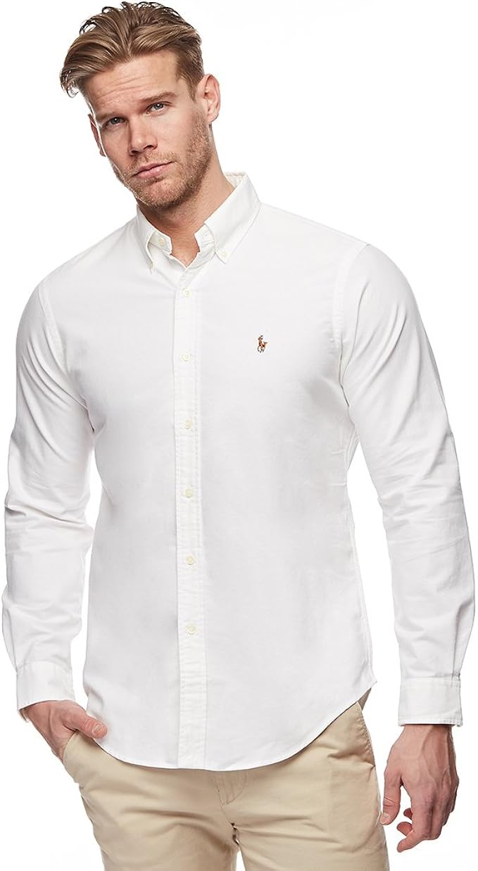 polo ralph lauren 男式梭织牛津纽扣衬衫 白色 medium 【polo ralph 