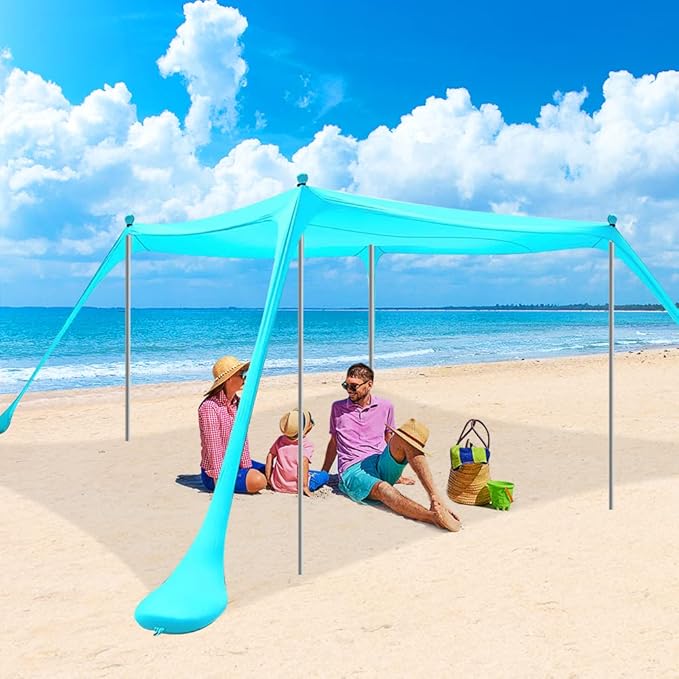 4 厘米)沙滩帐篷 弹出式遮阳棚 upf50  便携式家庭帐篷 带 4 个可折叠