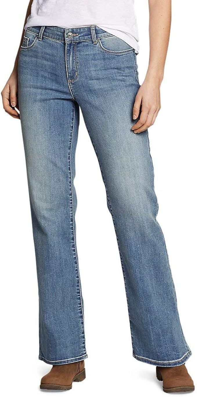 eddie bauer 女士 voyager 高腰微喇牛仔裤 - 曲线型