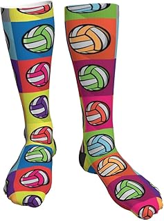 antcreptson 排球彩色运动长筒袜女式男式经典及膝袜运动长袜均码
